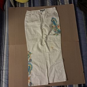 Ralph Lauren White Jeans with Multicolor Paisley